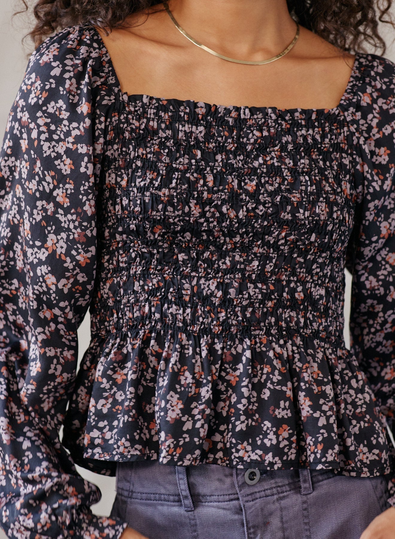 Paisley Long Sleeve Smocked Top | Autumn Floral Print