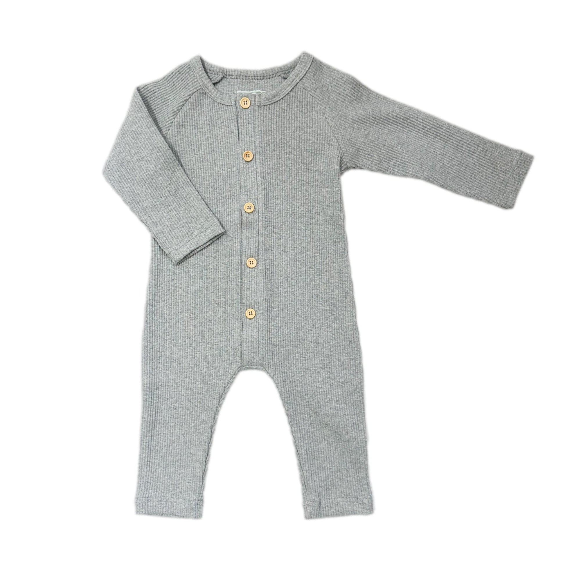 Unisex | Ribbed Cotton Playsuit Grey | Gray
