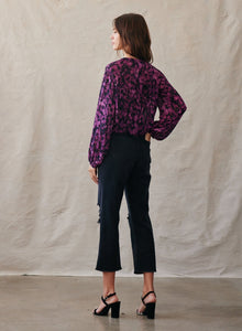 Elastic Shirred Top | Berry Floral Print