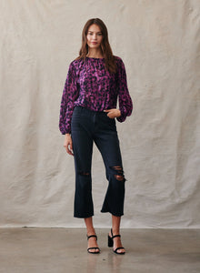 Elastic Shirred Top | Berry Floral Print