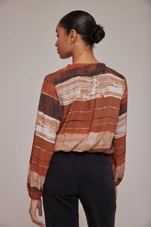 Elastic Shirred Top | Rust Stripes Print