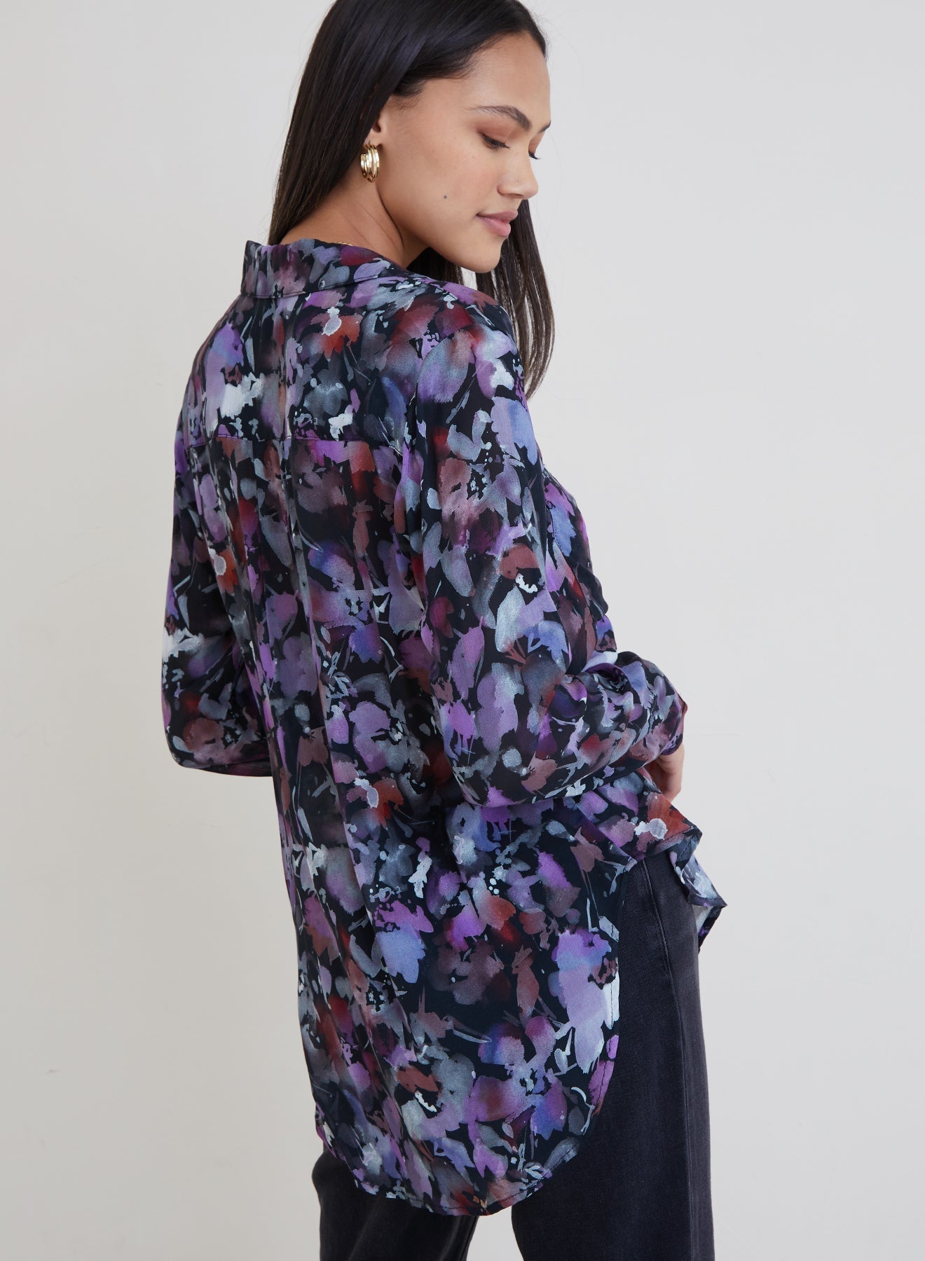 Full Button Down Hipster Shirt | Evening Floral Print