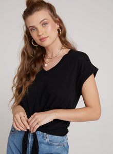 Tie Front V-Tee | Black