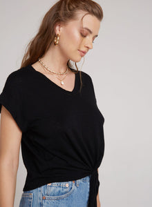 Tie Front V-Tee | Black