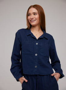 Welt Pocket Crop Shacket | Twilight Navy