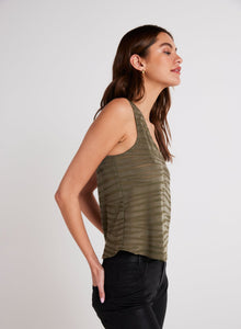 Burn Out Scoop Neck Tank | Olive Zebra Burnout
