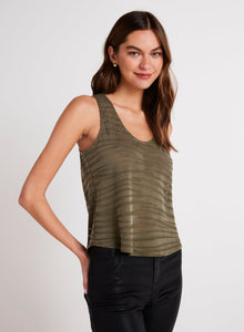 Burn Out Scoop Neck Tank | Olive Zebra Burnout