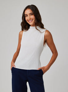 Mock Neck Top | White