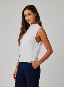 Mock Neck Top | White