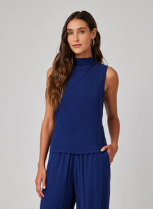 Mock Neck Top | Navy Coast