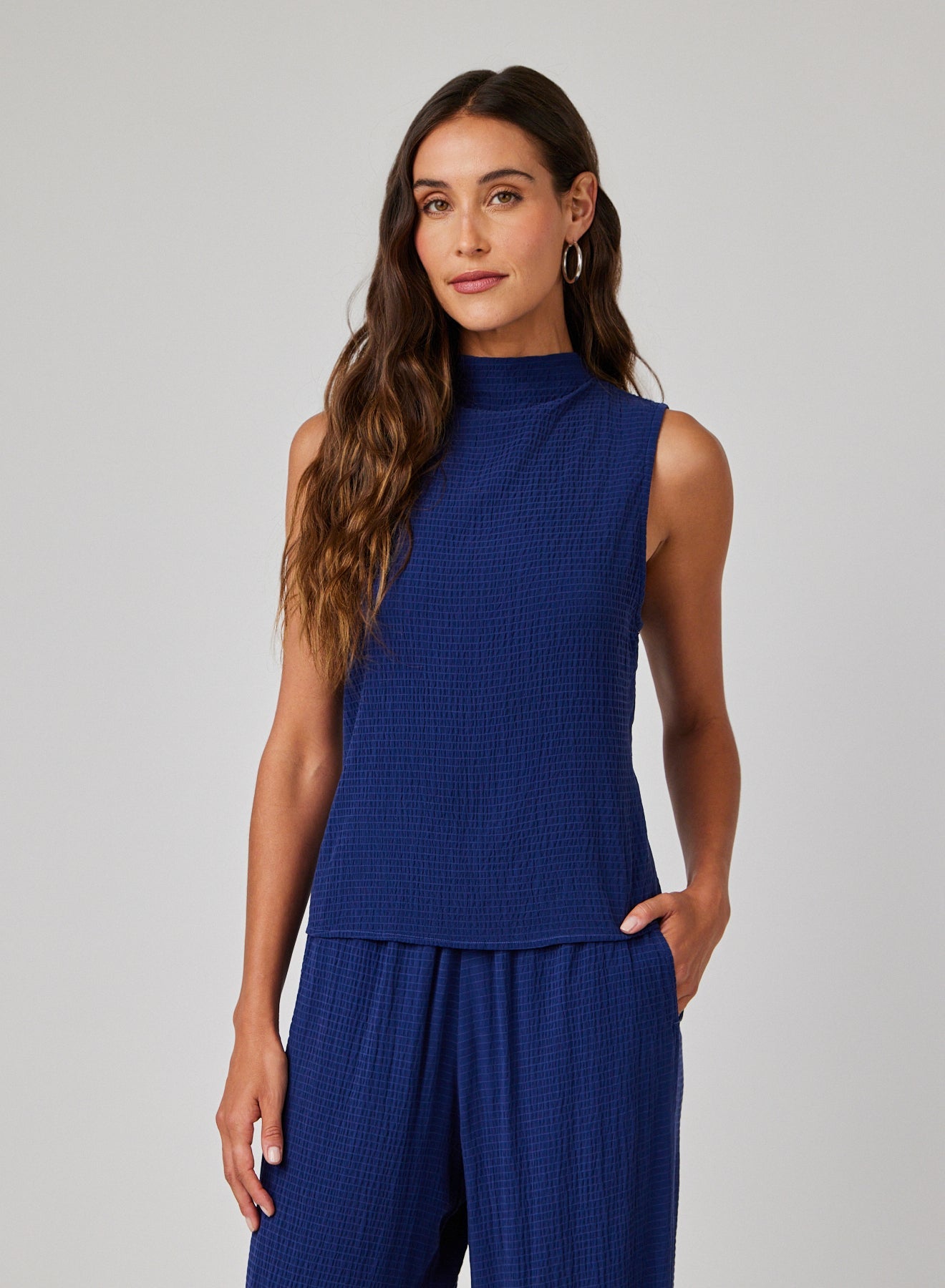 Mock Neck Top | Navy Coast