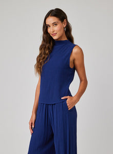 Mock Neck Top | Navy Coast