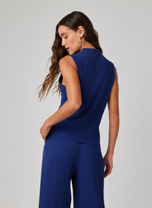 Mock Neck Top | Navy Coast