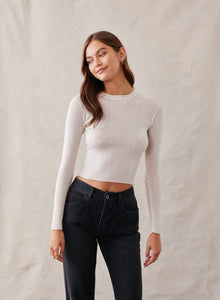 Mazzy Long Sleeve Crew Neck Sweater | Winter White
