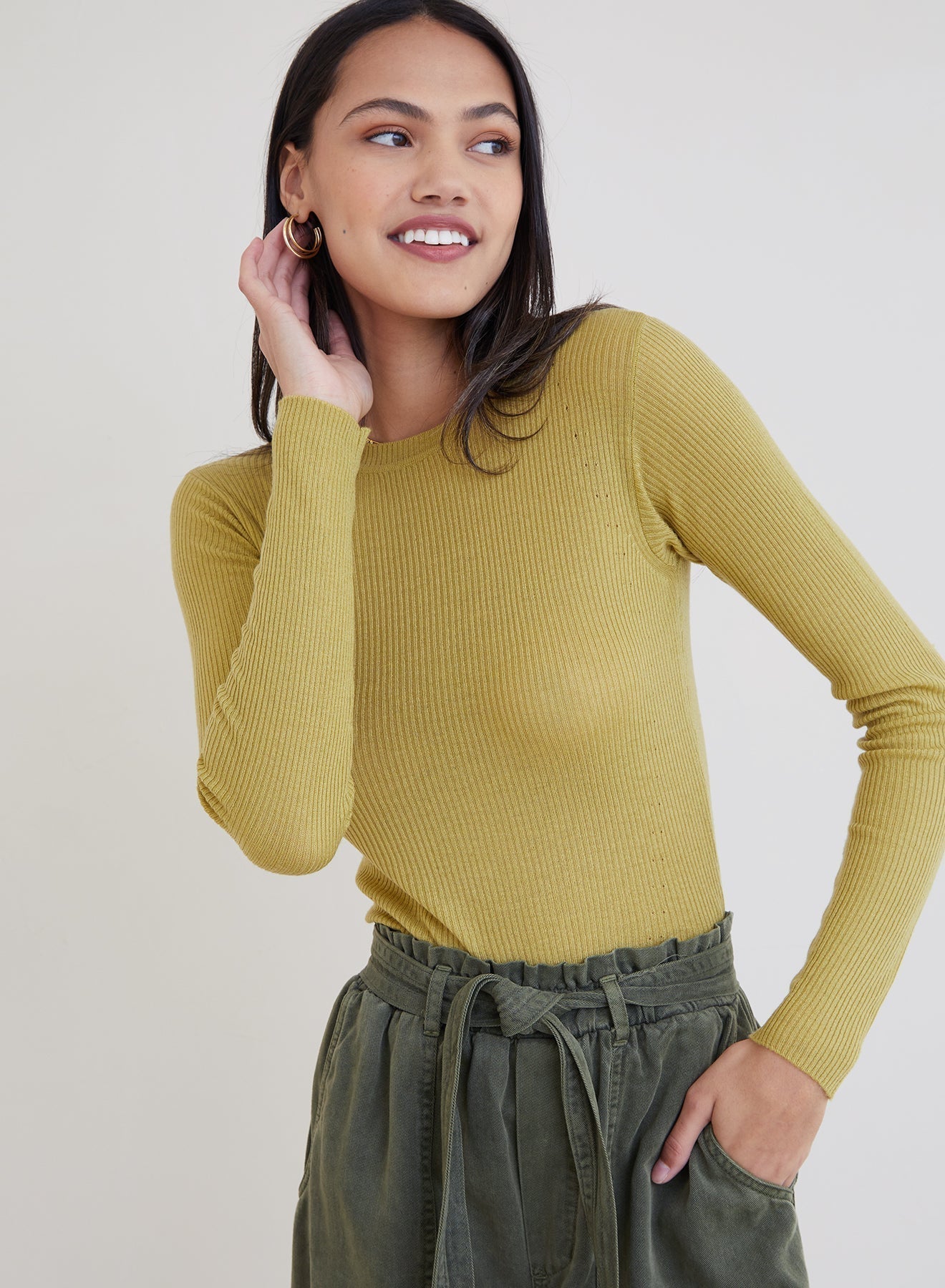 Mazzy Long Sleeve Crew Neck Sweater | Golden Spruce