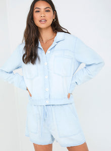 Long Sleeve Seamed Shacket | Seaspray Wash