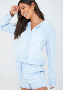 Long Sleeve Seamed Shacket | Seaspray Wash