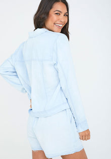 Long Sleeve Seamed Shacket | Seaspray Wash