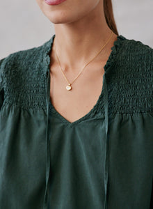 Gia Smocked Ruffle Pullover | Dark Forest