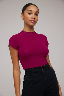 Capsleeve Crew Tee | Dark Fuchsia