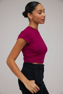 Capsleeve Crew Tee | Dark Fuchsia