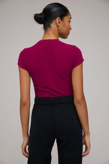 Capsleeve Crew Tee | Dark Fuchsia