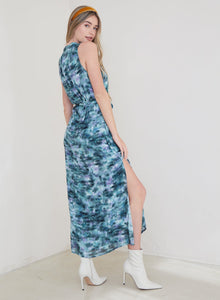 Sleeveless Button Down Maxi Dress  | Garden Camo Print
