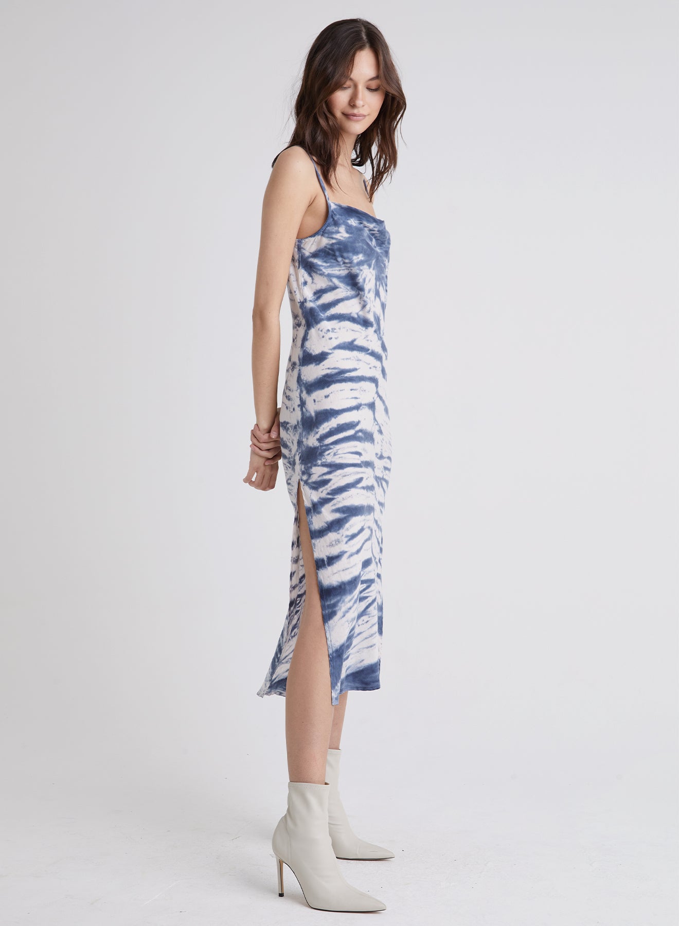 Kye - Maxi Bias Slip Dress | Indigo Chevron Dye