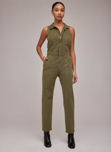 Gwen Zip Front Coverall | Bonsai Green