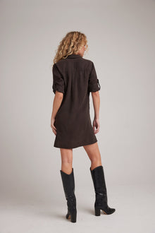 Long Sleeve A-Line Dress | Coffee Bean
