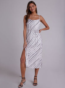 Belted Bias Slip Dress | Frosted Stripe Print