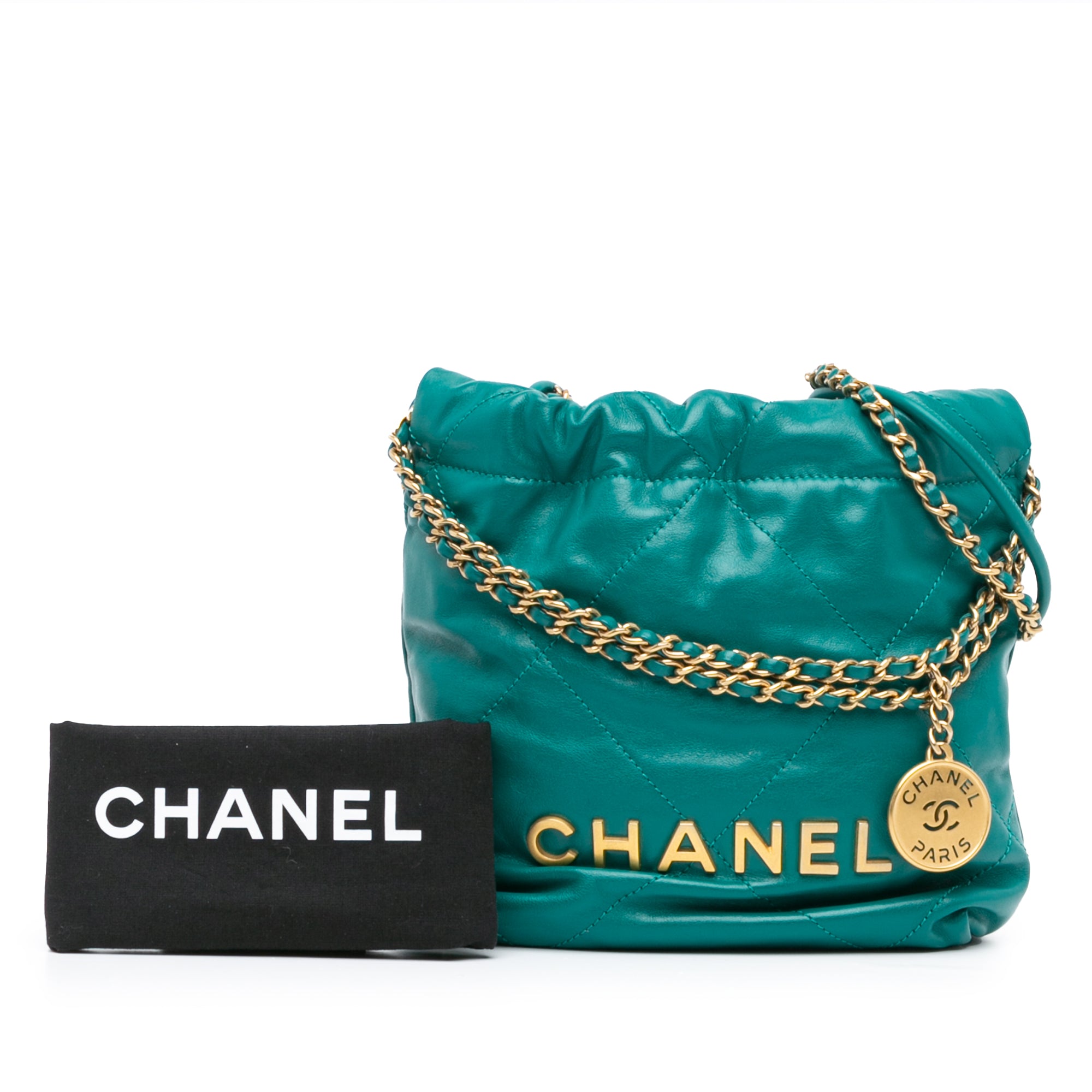 Chanel | Pre-Owned Mini Shiny Calfskin 22 Handbag - II | Green