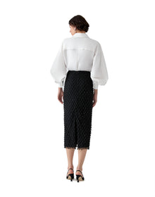 Embroidered Pencil Skirt | Black