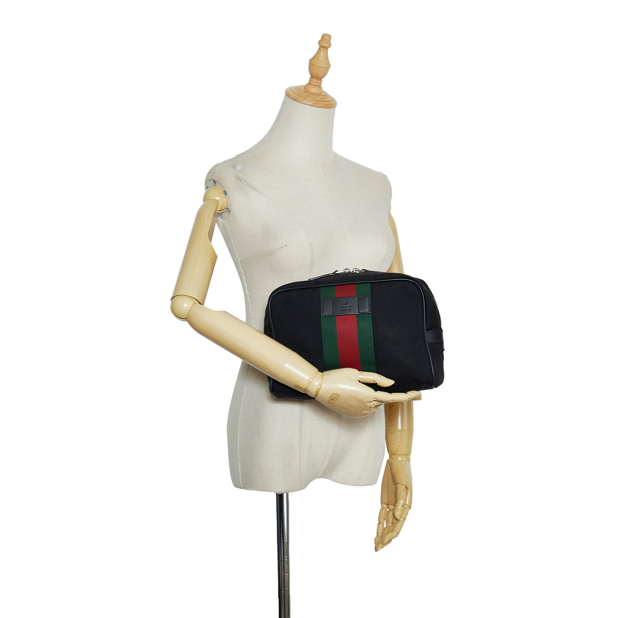 Gucci | Pre-Owned Techno Web Canvas Clutch | Black