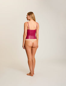 Faux Leather Cami Bodysuit::Raspberry::Back