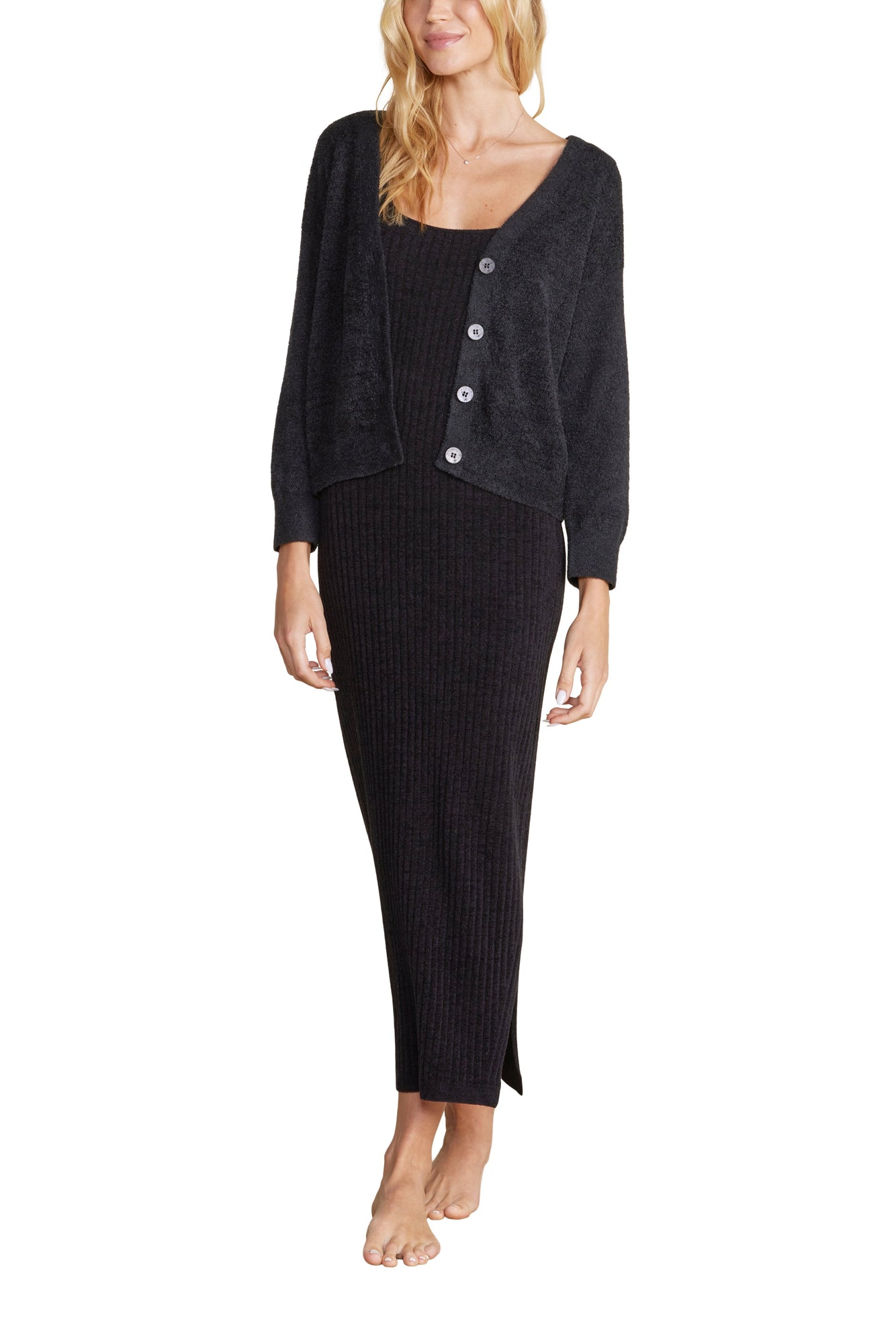 Womens | CozyChic Lite Diamond Pointelle Cardigan | Black