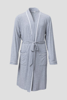 Youth | Malibu Collection Soft Jersey Piped Robe | Heathered Gray/White