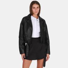 OW Collection Bern Faux Leather Jacket | Black Caviar