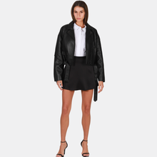 OW Collection Bern Faux Leather Jacket | Black Caviar