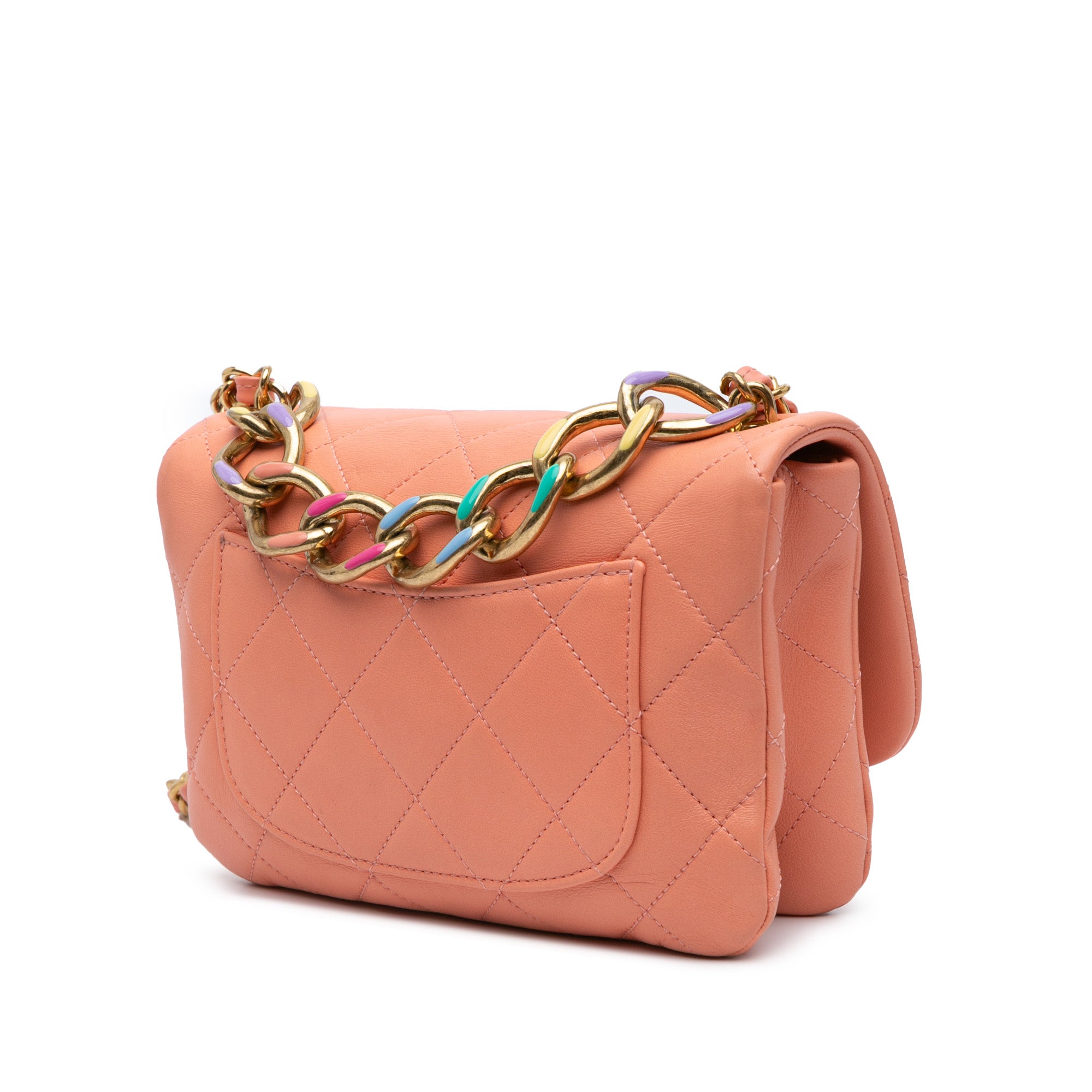 Chanel | Pre-Owned Small Lambskin Color Match Flap | Pink/Salmon