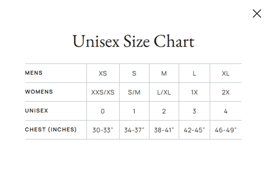 Product size guide