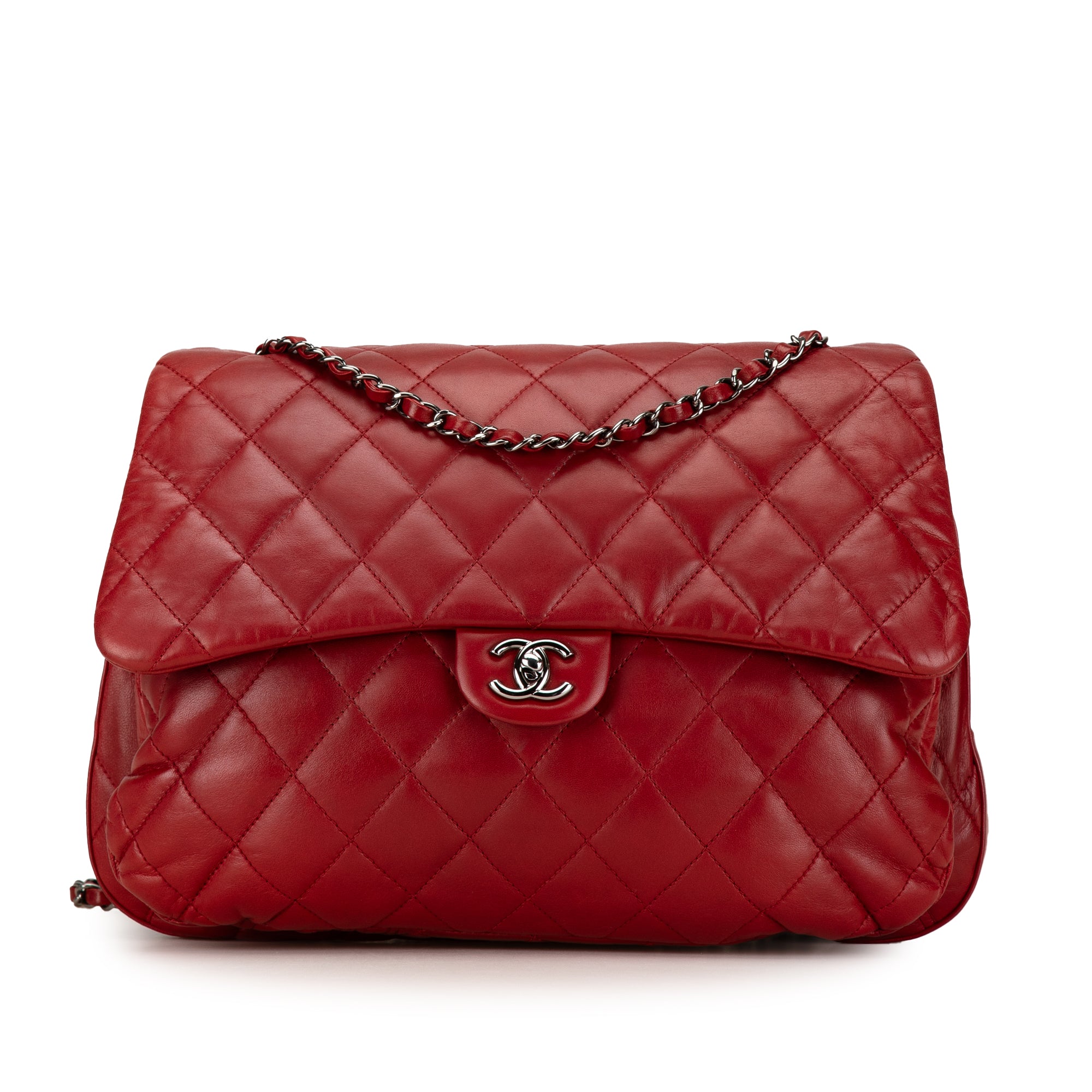 Chanel | Pre-Owned Maxi Lambskin 3 Accordion Flap | Red