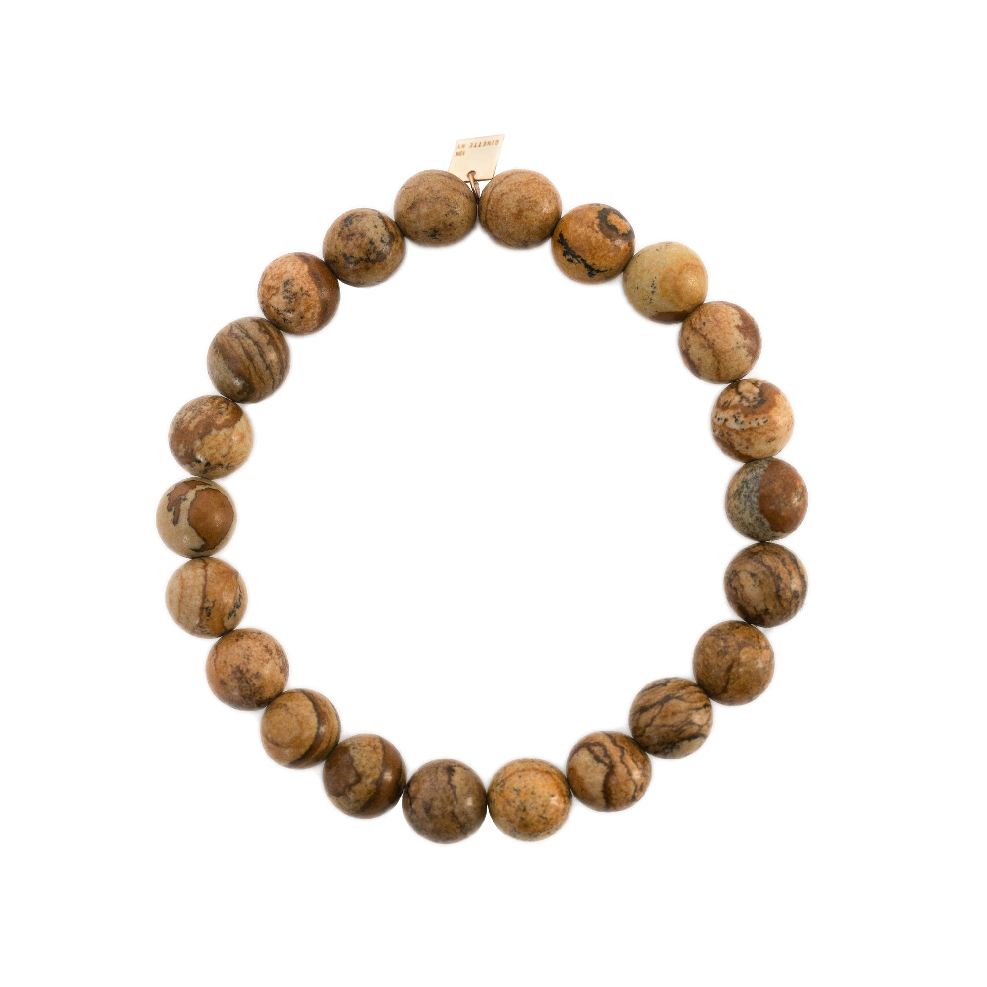 Heal Picture Jasper Bead Bracelet | 18K Rose Gold