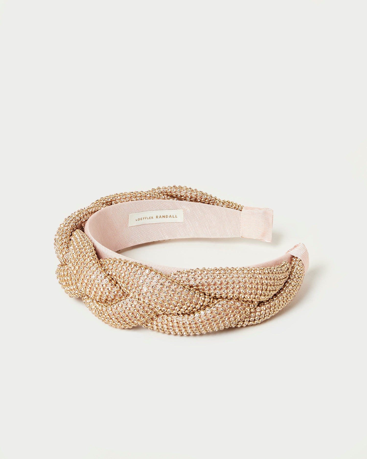 Bijou Diamante Braided Headband | Light Peach