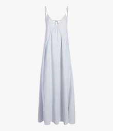 Another Tomorrow Seamed Slip Dress in Blue Stripe – Linen Women's Dress