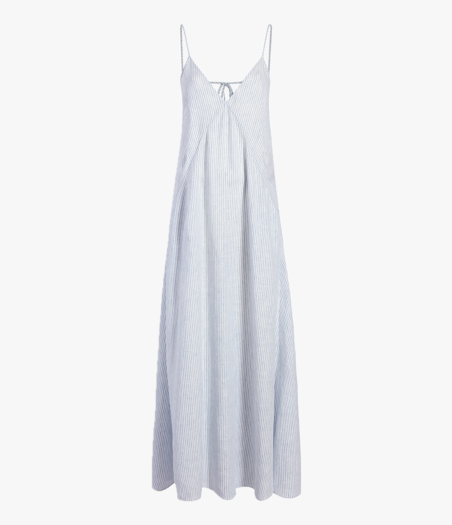 Another Tomorrow Seamed Slip Dress in Blue Stripe – Linen Women's Dress