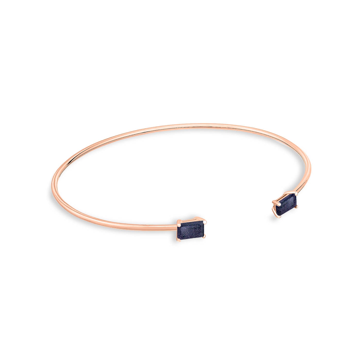 Midnight Blue Sandstone Bangle | 18K Rose Gold