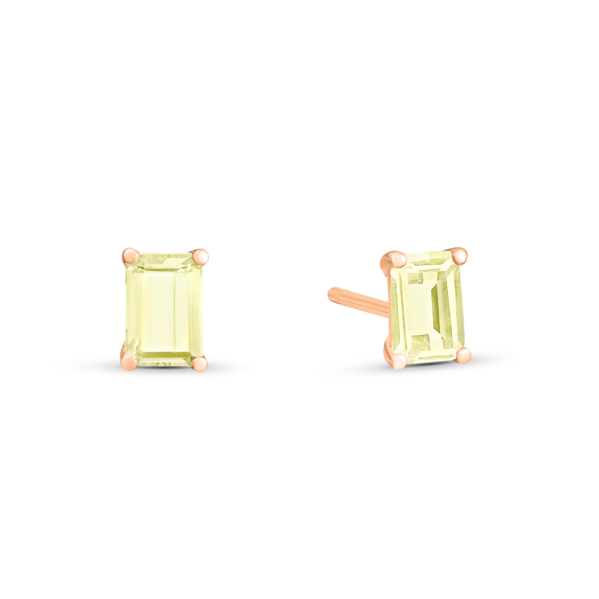 Cocktail Lemon Quartz Studs | 18K Rose Gold
