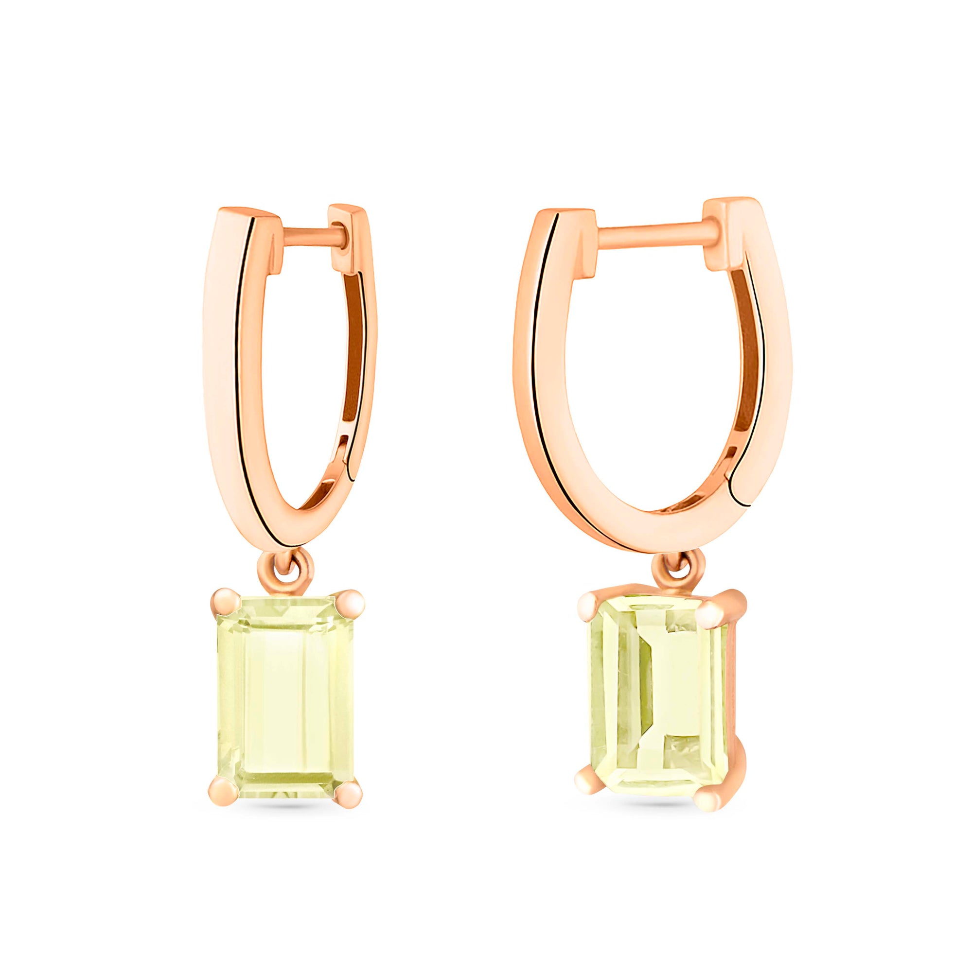 Cocktail Lemon Quartz Hoops | 18K Rose Gold