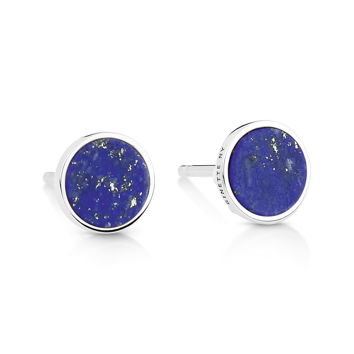 Ever Lapis White Gold Disc Studs | 18K White Gold